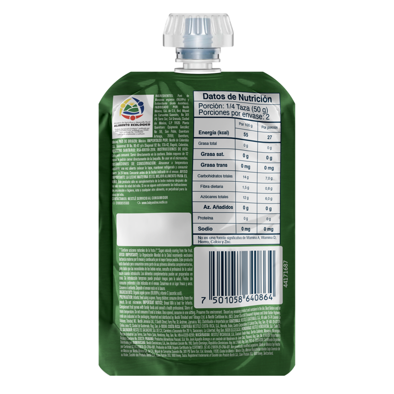 Compota GERBER® de manzana orgánica