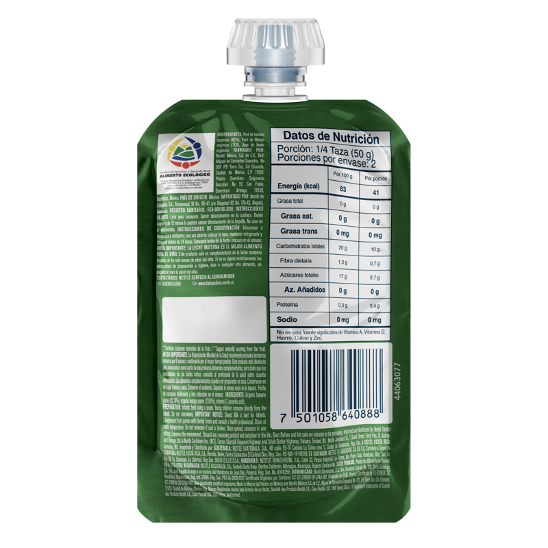 COMPOTA GERBER® BANANA-MANGO ORGÁNICA