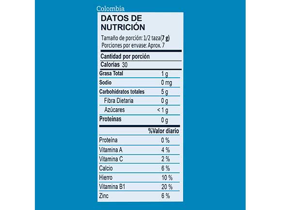 Snack de cereal GERBER Puffs Banana Naranja Datos de Nutrición
