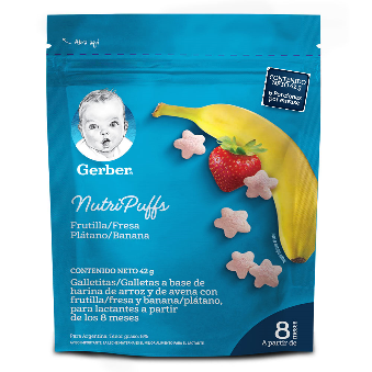 Snack de Cereal GERBER® Puffs Banana y Fresa