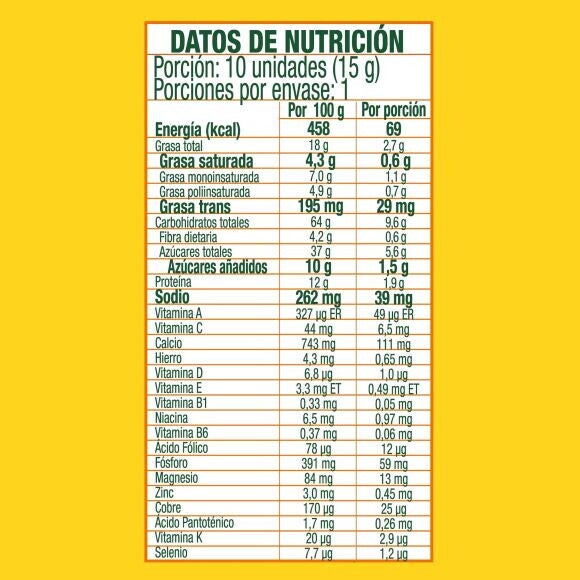 Tabla Nutricional Klim Snacks