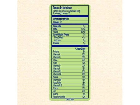 Nestum® Vainilla Información Nutricional