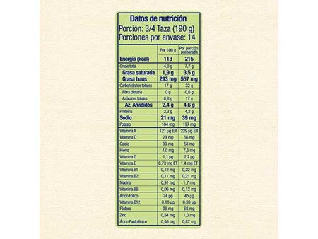 NESTUM® TRIGO MIEL DATOS DE NUTRICIÓN